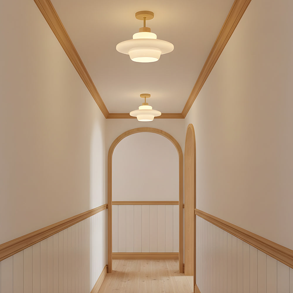 Rayvia Nordic Cream Glass Ceiling Light With Eye-Care Illumination