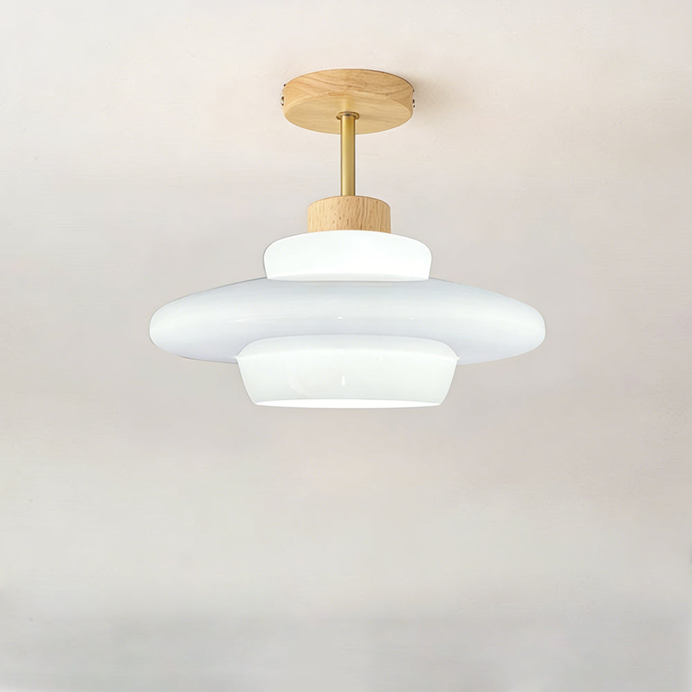 Rayvia Nordic Cream Glass Ceiling Light With Eye-Care Illumination