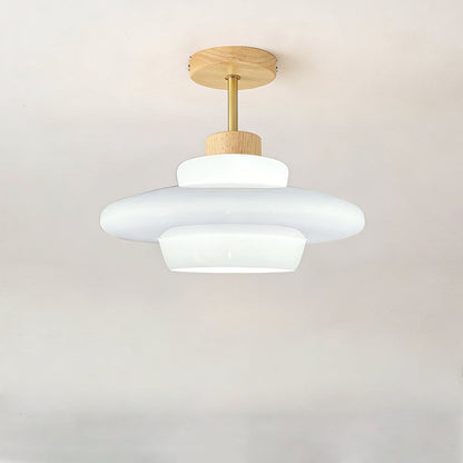 Rayvia Nordic Cream Glass Ceiling Light With Eye-Care Illumination