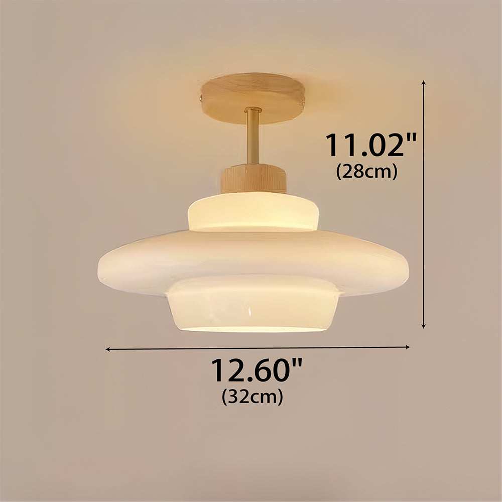 Rayvia Nordic Cream Glass Ceiling Light With Eye-Care Illumination