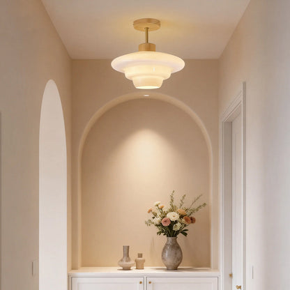 Rayvia Nordic Cream Glass Ceiling Light With Eye-Care Illumination