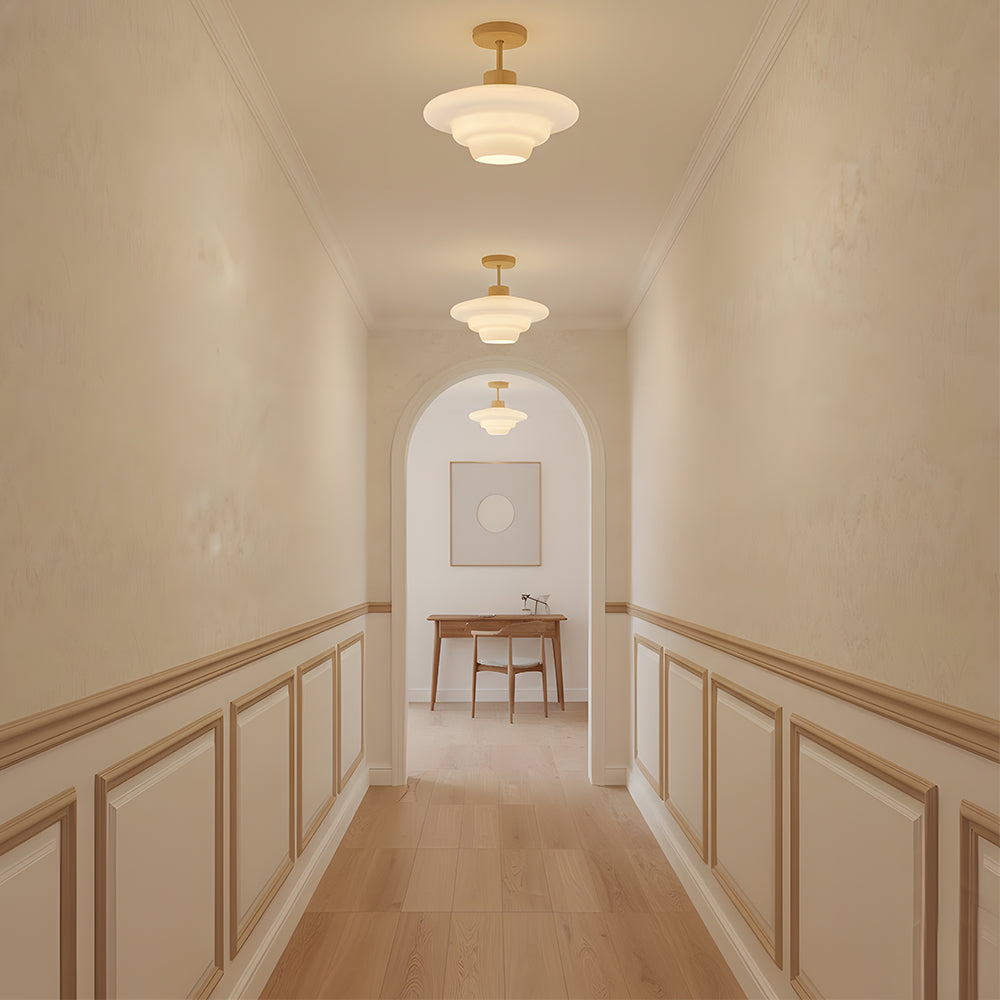 Rayvia Nordic Cream Glass Ceiling Light With Eye-Care Illumination