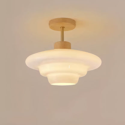Rayvia Nordic Cream Glass Ceiling Light With Eye-Care Illumination