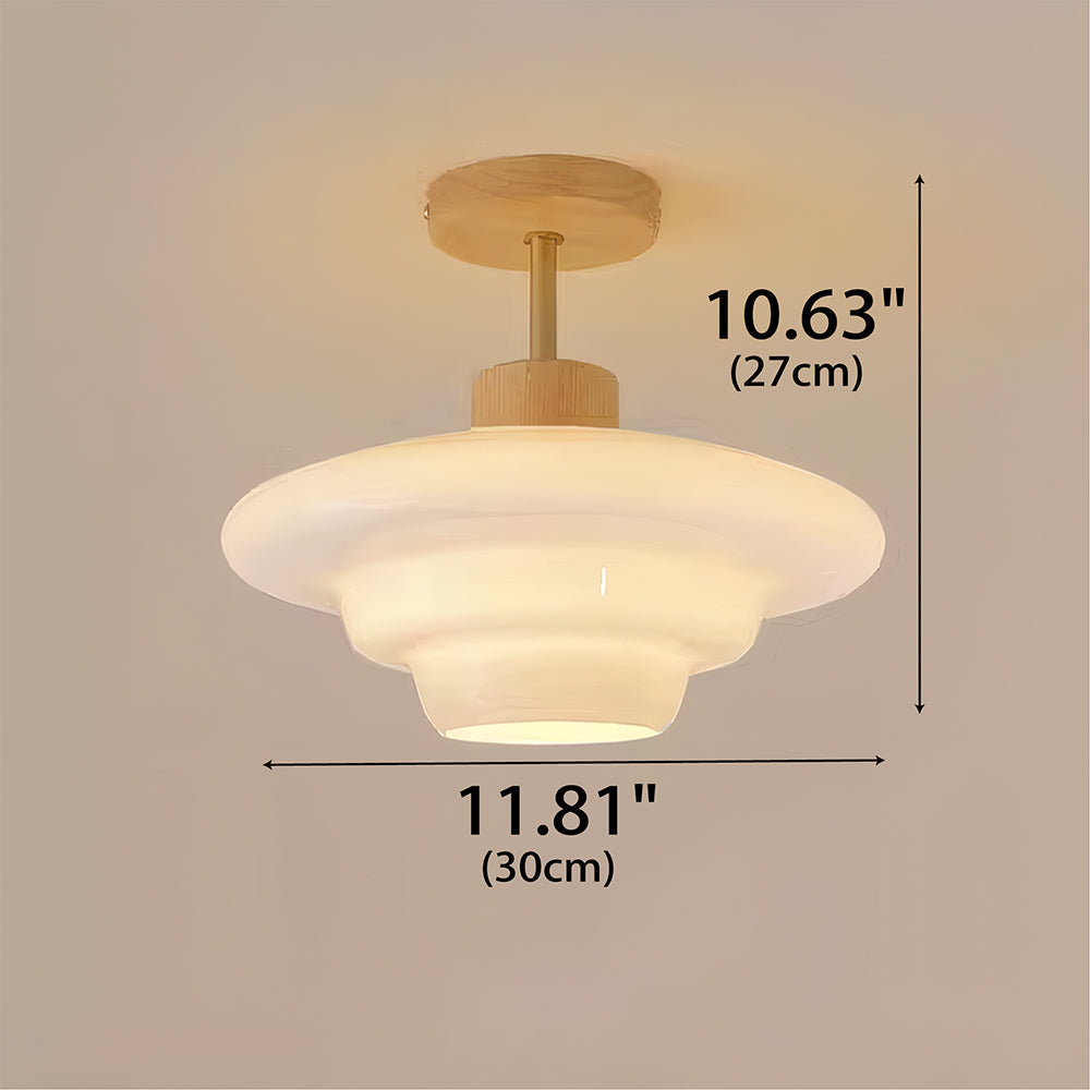 Rayvia Nordic Cream Glass Ceiling Light With Eye-Care Illumination