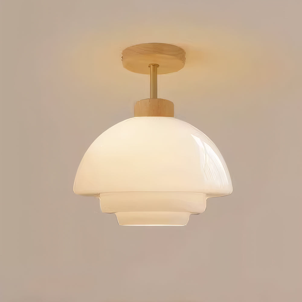 Rayvia Nordic Cream Glass Ceiling Light With Eye-Care Illumination