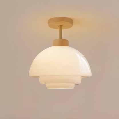 Rayvia Nordic Cream Glass Ceiling Light With Eye-Care Illumination