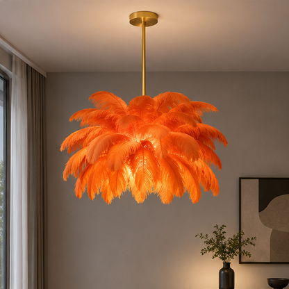 Nordic Ostrich Feather Lamp Led Pendant Lights Living Room Home Decor Bedroom Indoor Lighting Chandelier Hanging Light Fixture