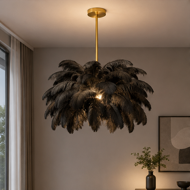 Nordic Ostrich Feather Lamp Led Pendant Lights Living Room Home Decor Bedroom Indoor Lighting Chandelier Hanging Light Fixture