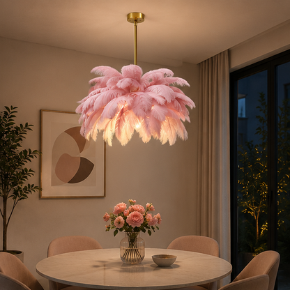 Nordic Ostrich Feather Lamp Led Pendant Lights Living Room Home Decor Bedroom Indoor Lighting Chandelier Hanging Light Fixture