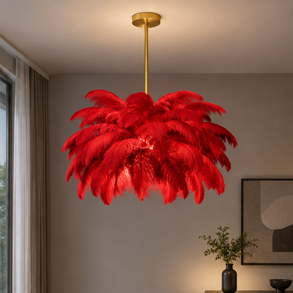 Nordic Ostrich Feather Lamp Led Pendant Lights Living Room Home Decor Bedroom Indoor Lighting Chandelier Hanging Light Fixture