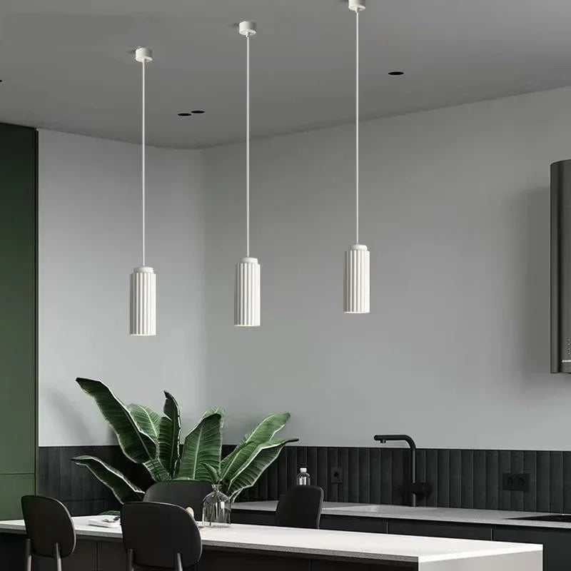 Nordic Ribbed Pendant Light – Minimalist Kitchen Island Ceiling Lamp 0