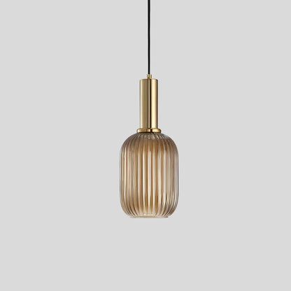 Luxora Nordic Glass Pendant Light, Brass Finish Warm Glow Hanging Lamp