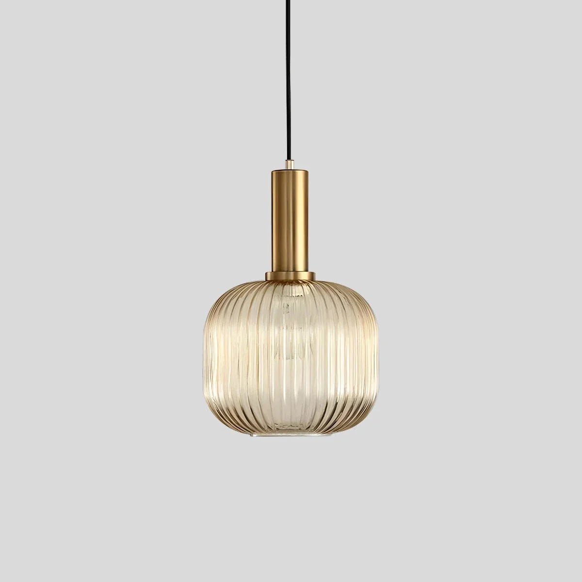 Luxora Nordic Glass Pendant Light, Brass Finish Warm Glow Hanging Lamp