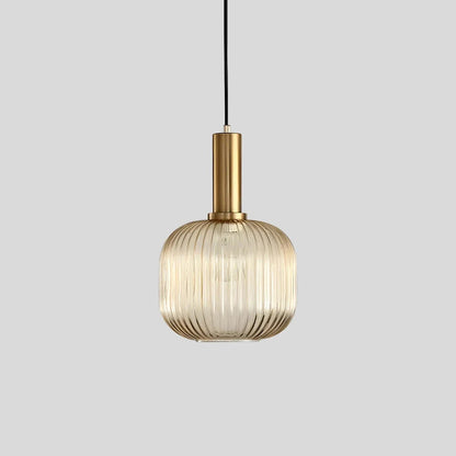 Luxora Nordic Glass Pendant Light, Brass Finish Warm Glow Hanging Lamp