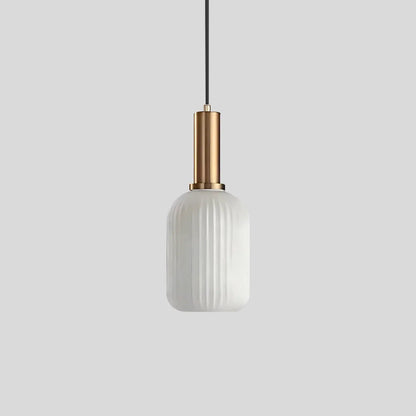 Luxora Nordic Glass Pendant Light, Brass Finish Warm Glow Hanging Lamp