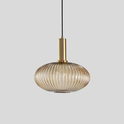 Luxora Nordic Glass Pendant Light, Brass Finish Warm Glow Hanging Lamp