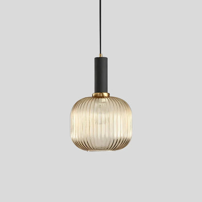 Luxora Nordic Glass Pendant Light, Brass Finish Warm Glow Hanging Lamp