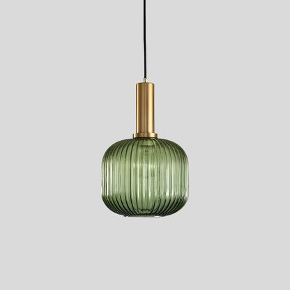 Luxora Nordic Glass Pendant Light, Brass Finish Warm Glow Hanging Lamp