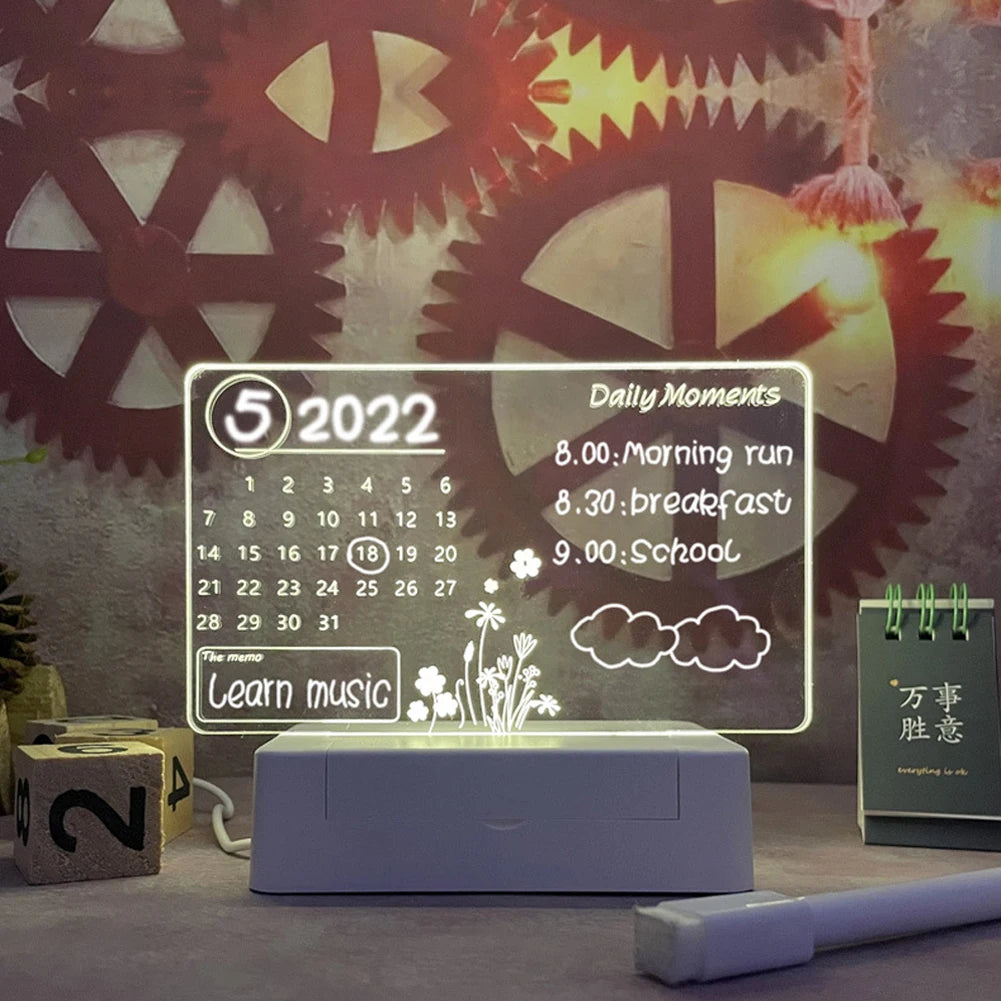Creative LED Noteboard Night Lamp - Calendar