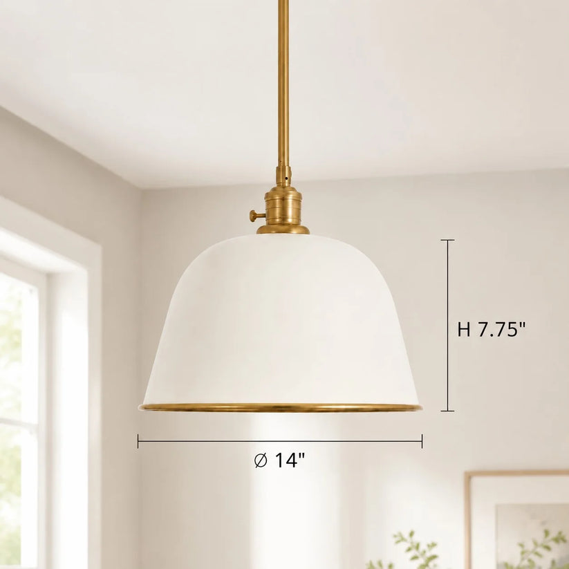 RoyaleGlow Modern Industrial Bell Pendant Light - Gold & Cream Metal Shade