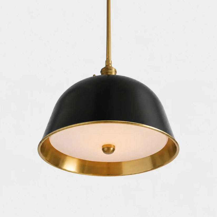 RoyaleGlow Modern Industrial Bell Pendant Light - Gold & Cream Metal Shade