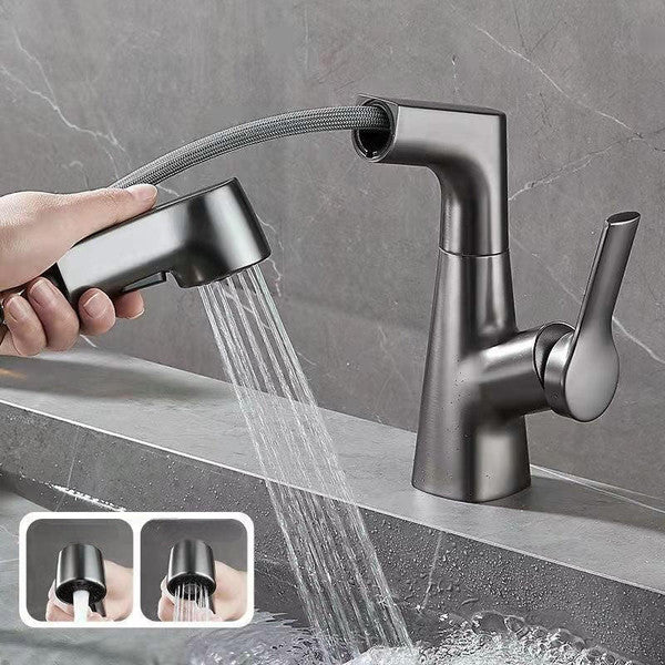 RoyaleGlow Bathroom Faucet With Rotating Retractable Hand Shower