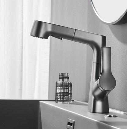 RoyaleGlow Bathroom Faucet With Rotating Retractable Hand Shower