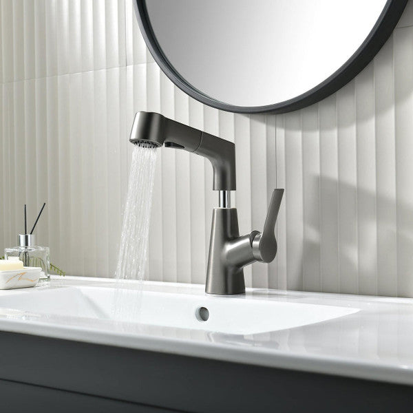 RoyaleGlow Bathroom Faucet With Rotating Retractable Hand Shower