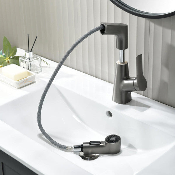 RoyaleGlow Bathroom Faucet With Rotating Retractable Hand Shower