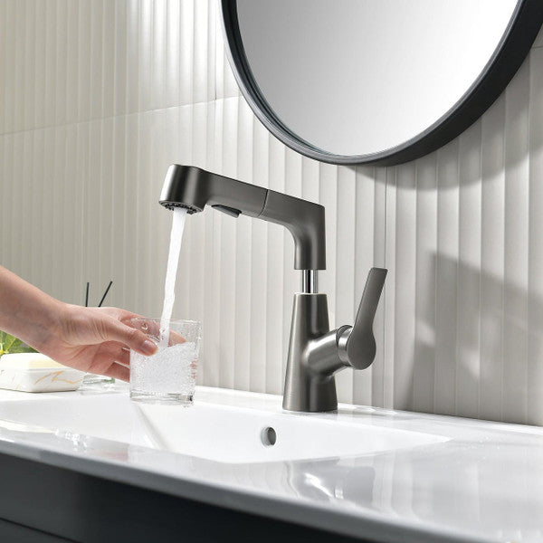 RoyaleGlow Bathroom Faucet With Rotating Retractable Hand Shower