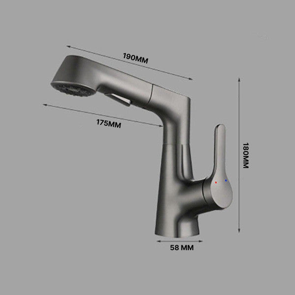 RoyaleGlow Bathroom Faucet With Rotating Retractable Hand Shower