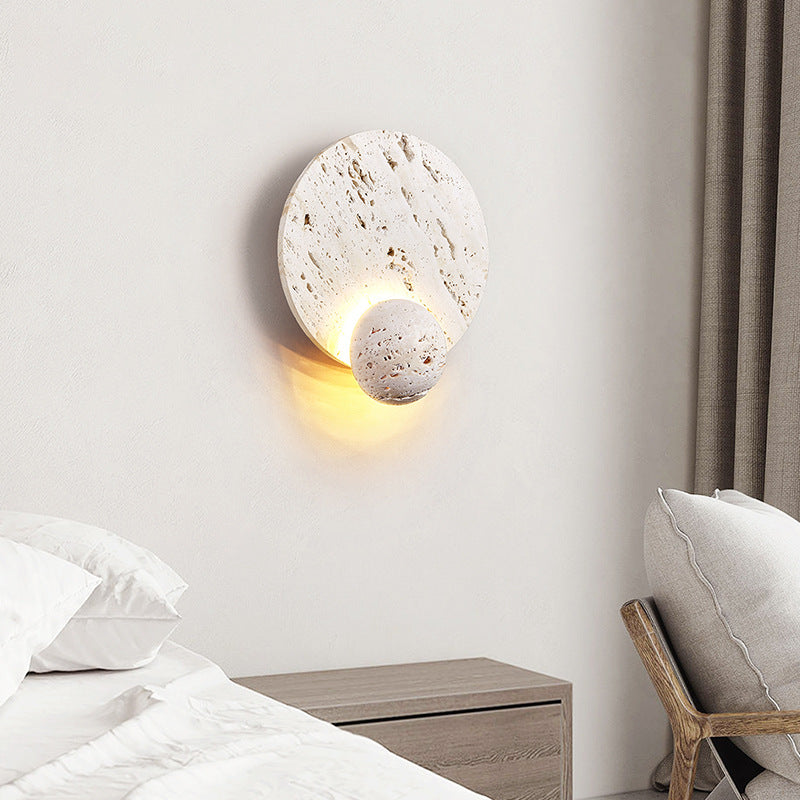 Royelux Modern Travertine Wall Sconce - Cream Natural Stone LED Lighting