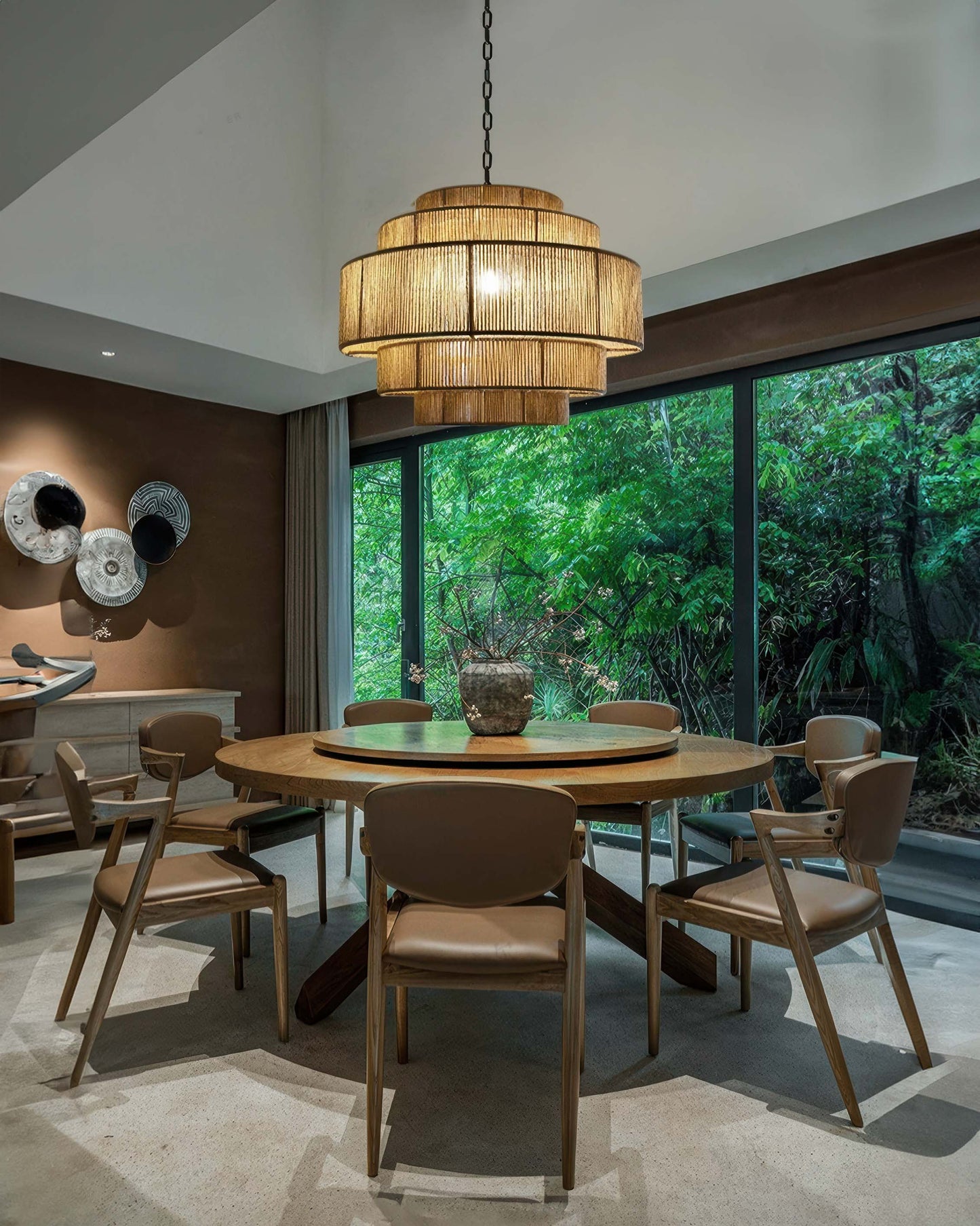 RoyaleGlow Artisan Wabi-Sabi Rattan Chandelier 55cm