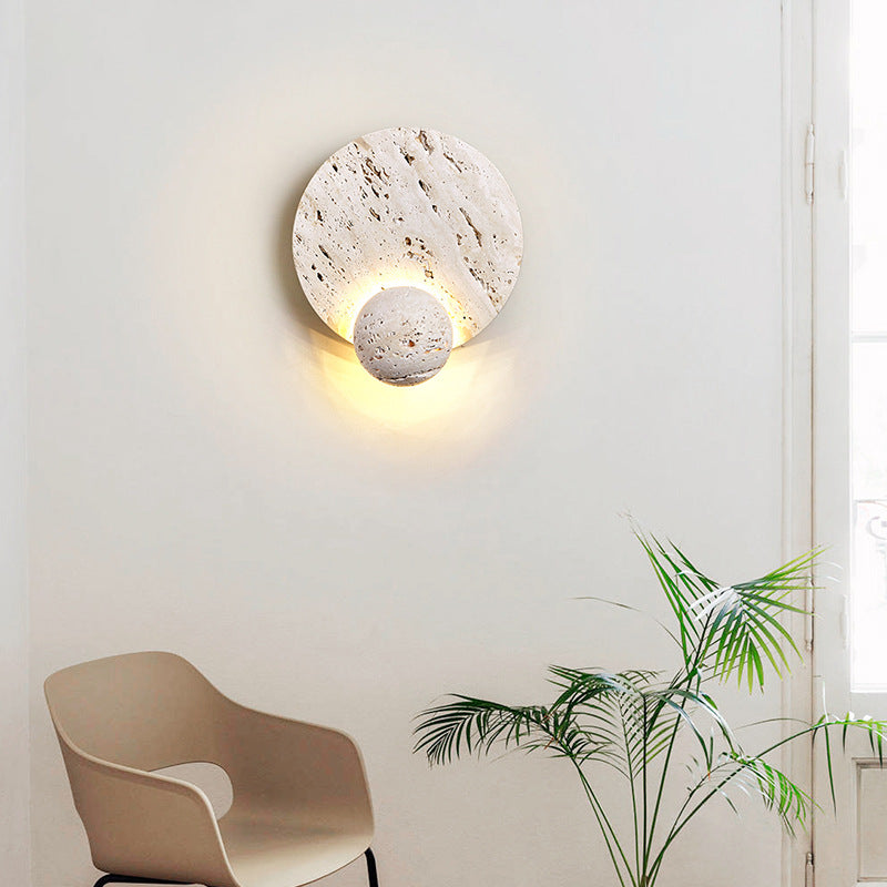 Royelux Modern Travertine Wall Sconce - Cream Natural Stone LED Lighting