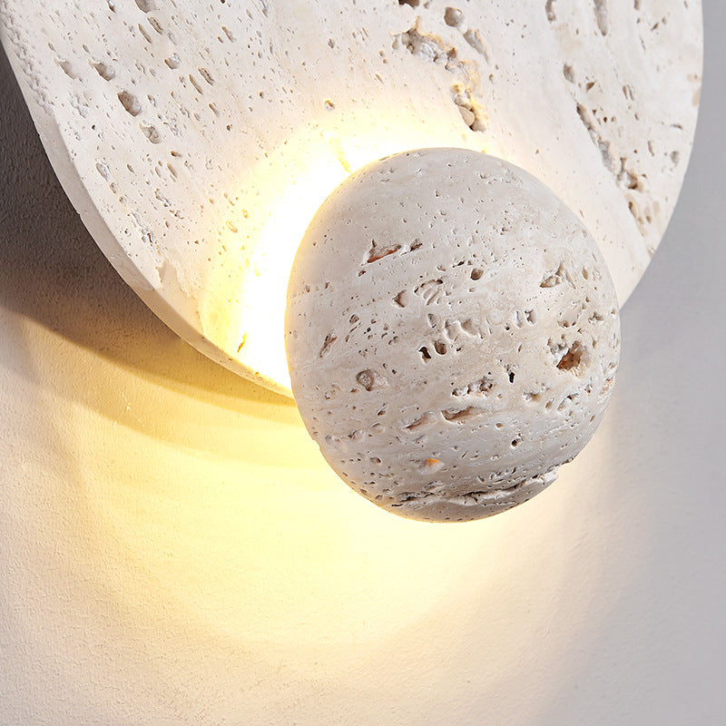 Royelux Modern Travertine Wall Sconce - Cream Natural Stone LED Lighting