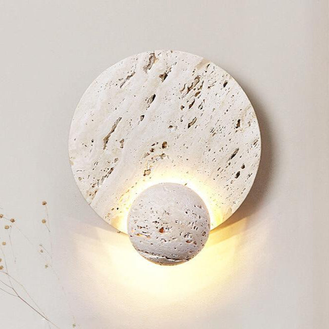 Royelux Modern Travertine Wall Sconce - Cream Natural Stone LED Lighting