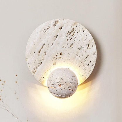 Royelux Modern Travertine Wall Sconce - Cream Natural Stone LED Lighting