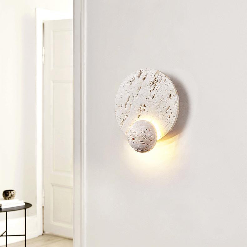Royelux Modern Travertine Wall Sconce - Cream Natural Stone LED Lighting