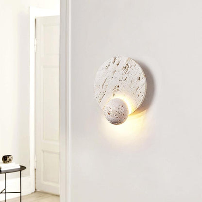 Royelux Modern Travertine Wall Sconce - Cream Natural Stone LED Lighting