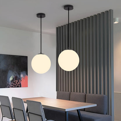LuxRoyale Nordic Globe Milky Glass Pendant Light, Sphere Minimalist Pendant Lamp With Soft Glow