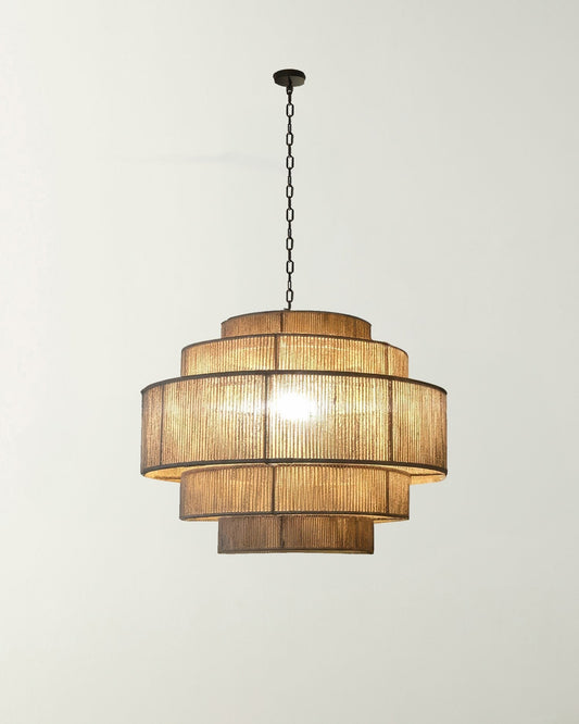 RoyaleGlow Artisan Wabi-Sabi Rattan Chandelier 55cm