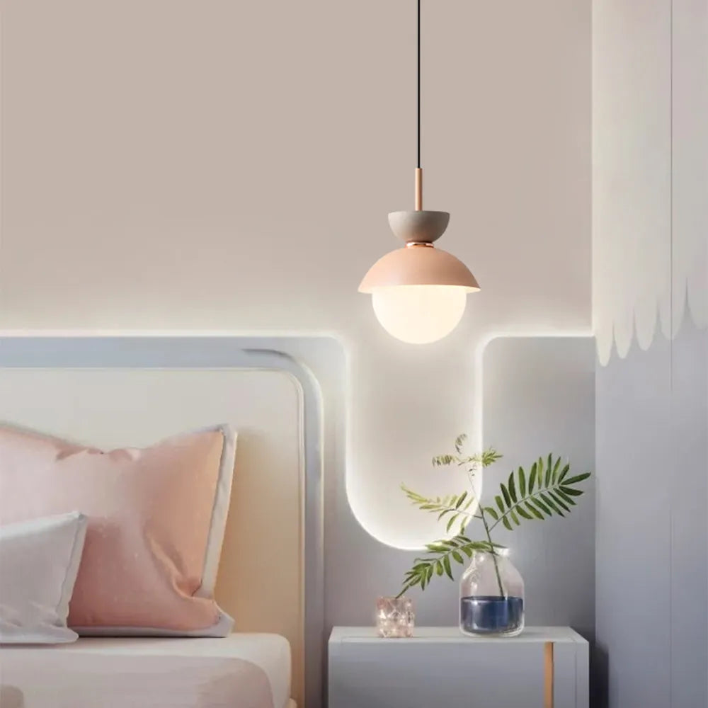 RoyaleGlow Mid-Century Modern Orb Pendant Light with Matte Metal & Glass Shade