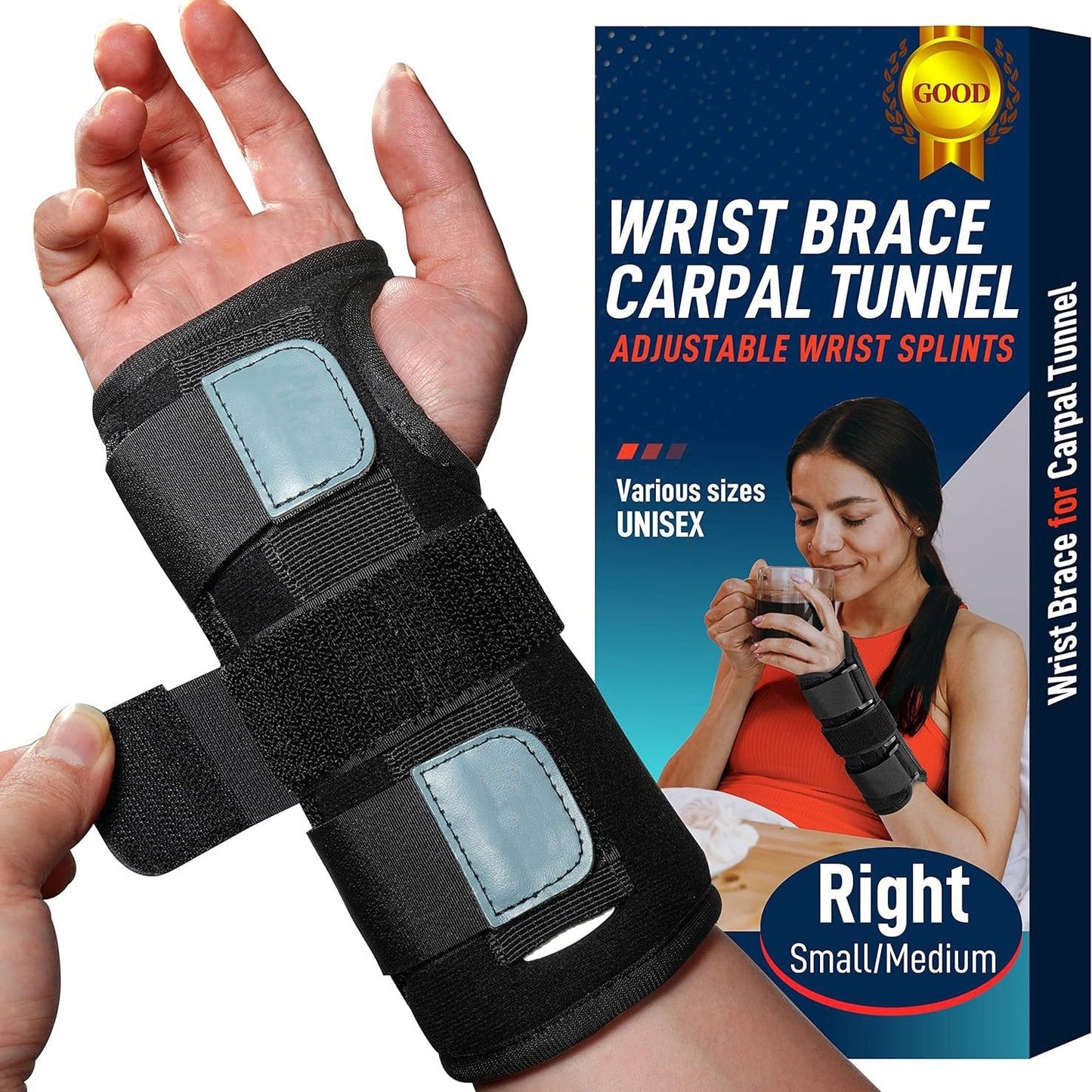 RoyaleGlow Carpal Tunnel Adjustable Wrist Brace for Relief