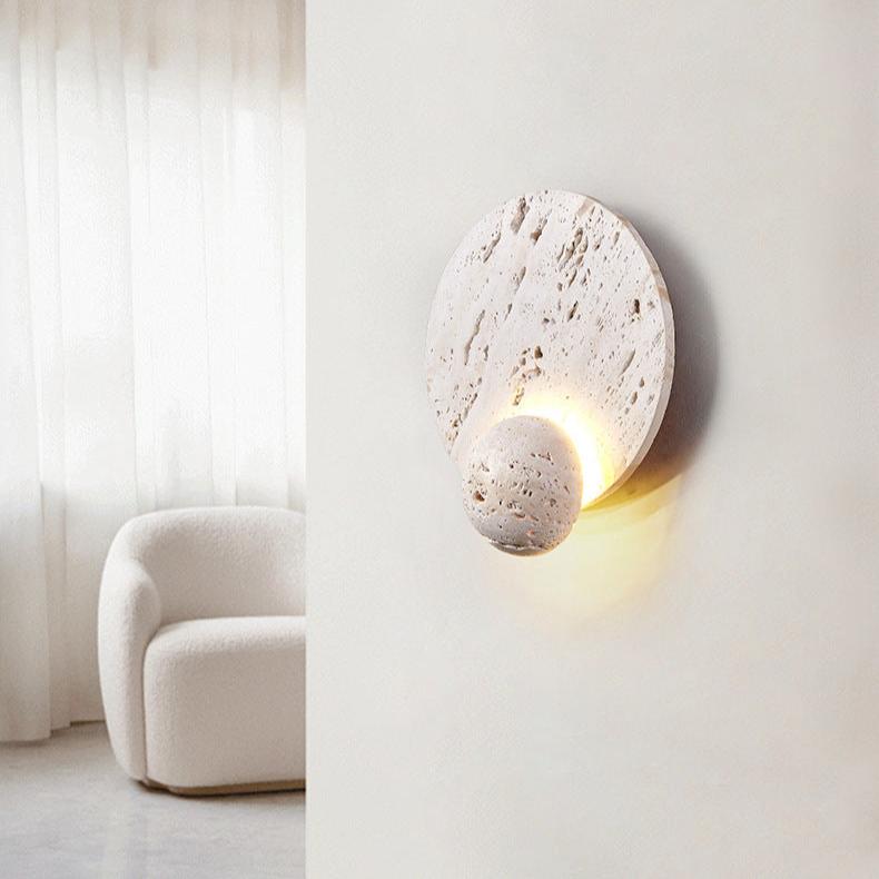 Royelux Modern Travertine Wall Sconce - Cream Natural Stone LED Lighting