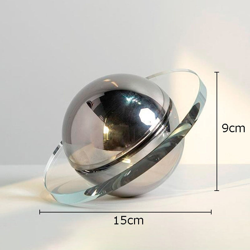 ORA Solid Crystal Hand-Crafted Saturn Planet Geometric Sculpture 0
