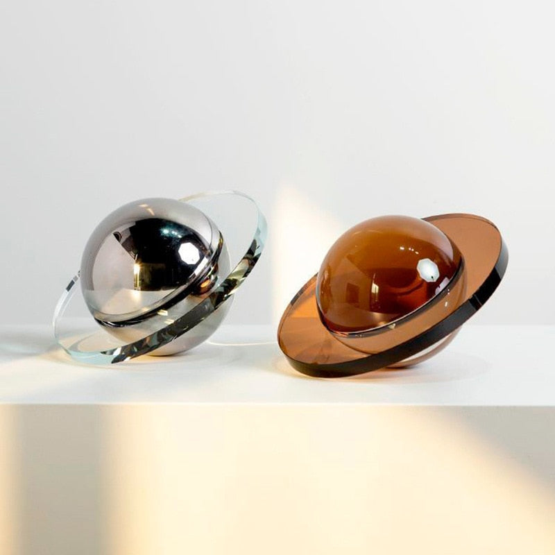 ORA Solid Crystal Hand-Crafted Saturn Planet Geometric Sculpture 2