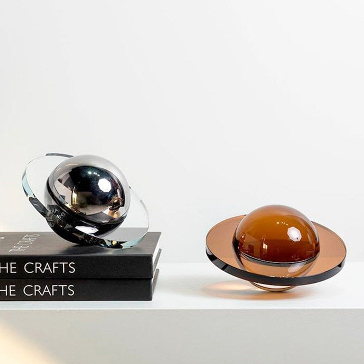 ORA Solid Crystal Hand-Crafted Saturn Planet Geometric Sculpture 3