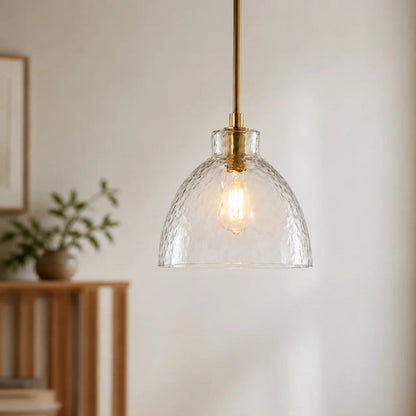 RoyaleGlow Farmhouse Hammered Glass Pendant Light for Kitchen Island