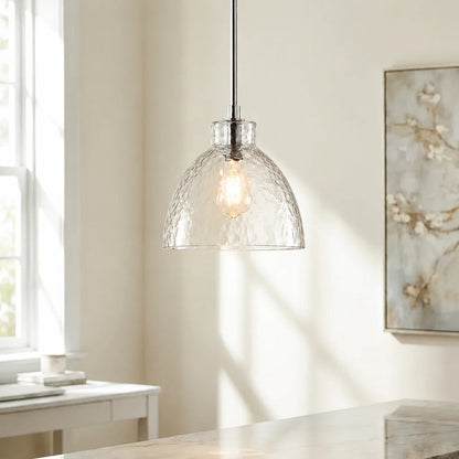 RoyaleGlow Farmhouse Hammered Glass Pendant Light for Kitchen Island