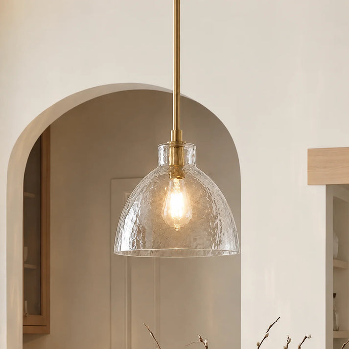 RoyaleGlow Farmhouse Hammered Glass Pendant Light for Kitchen Island